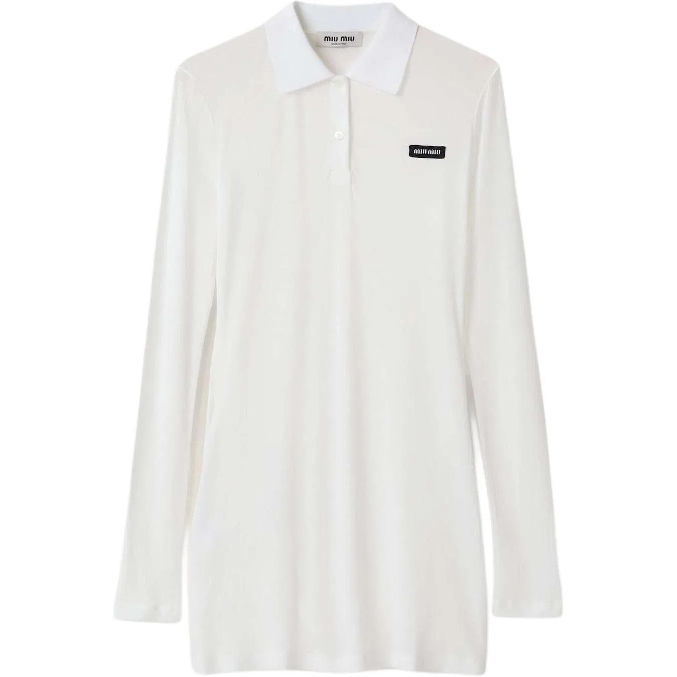 Женское платье мини с длинным рукавом Ribbed Jersey MIU MIU, White