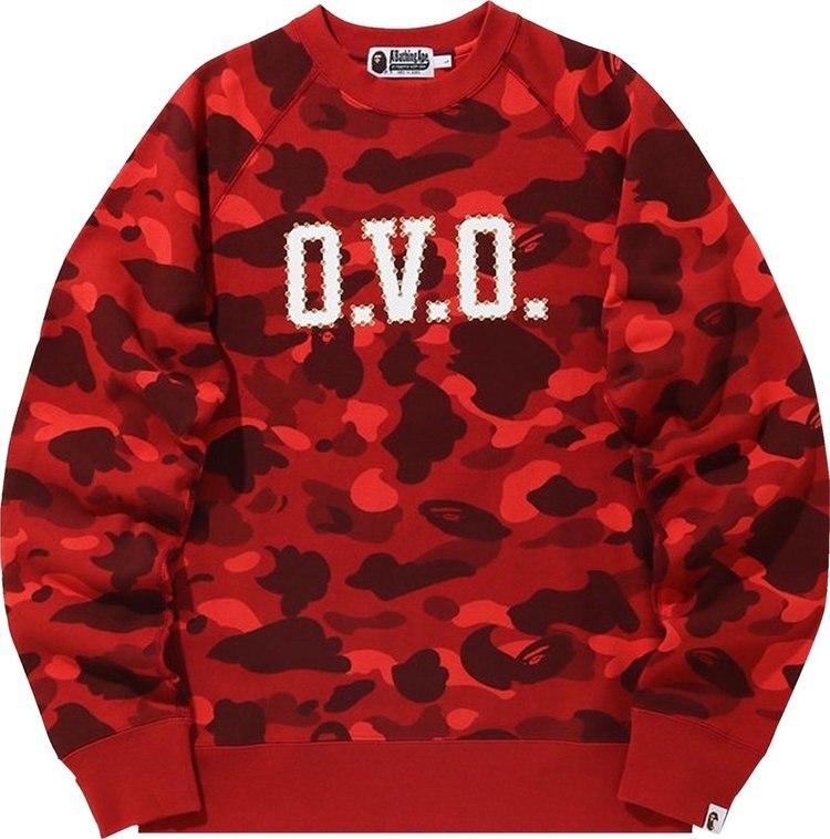 

Толстовка BAPE x OVO Color Camo Crewneck 'Red', красный