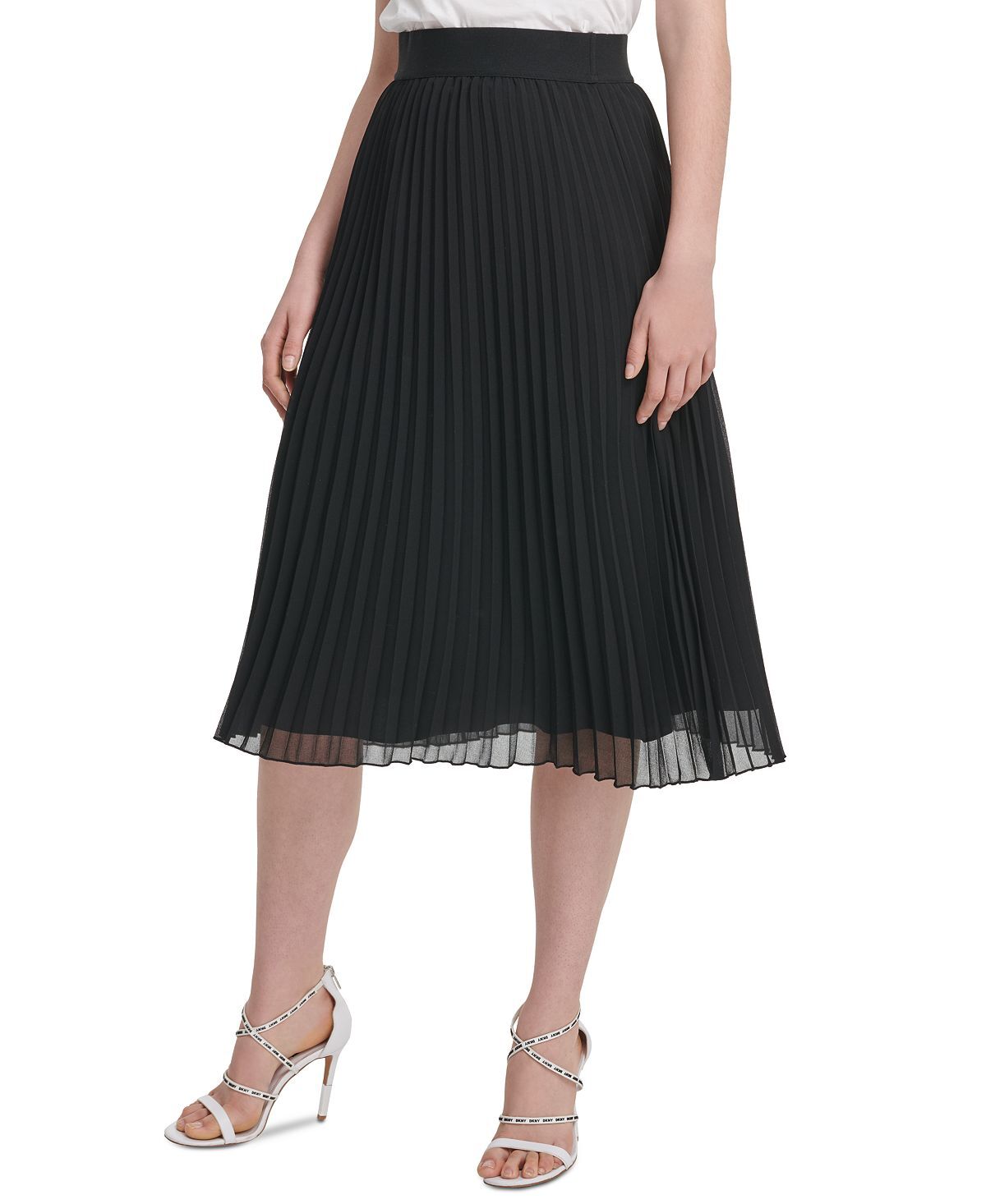 

Плиссированная юбка-миди DKNY, черный