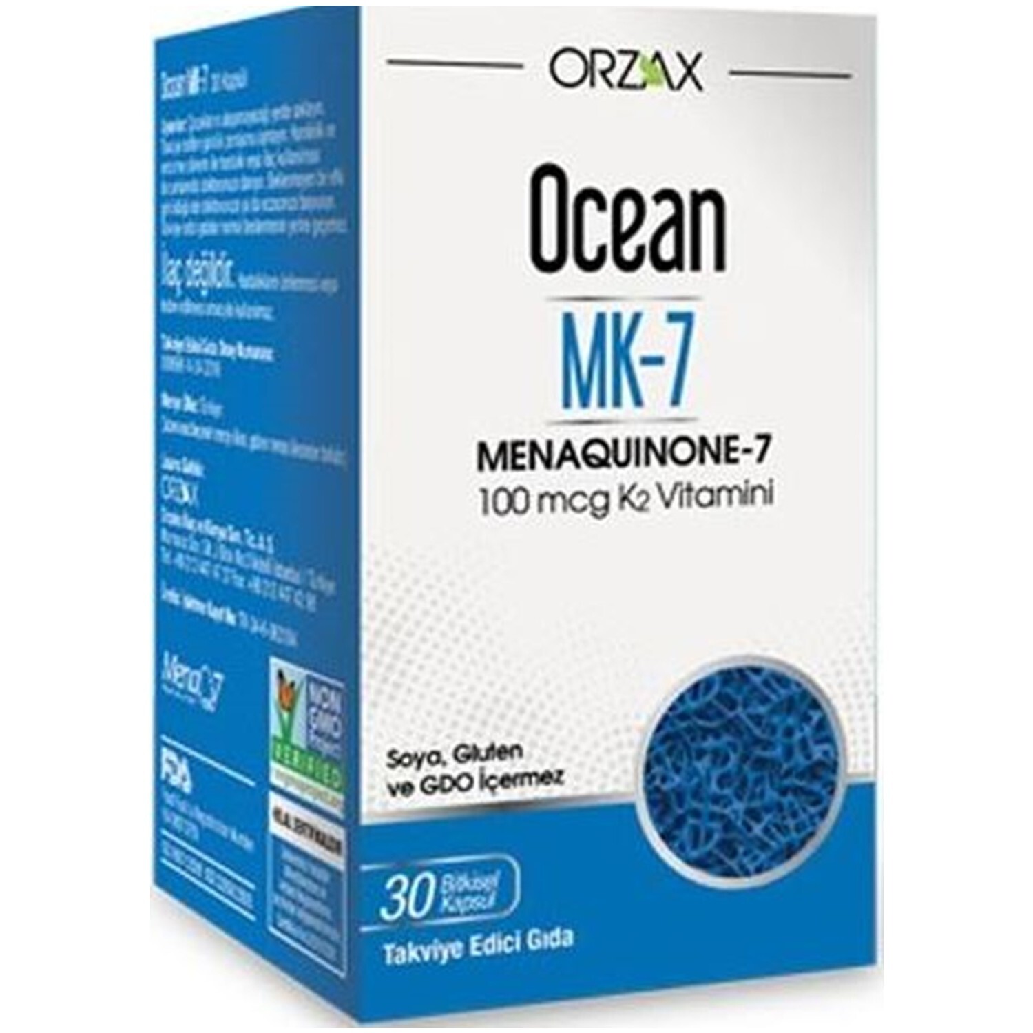 

Добавка Orzax Ocean Mk-7 Vitamin К2 100 мкг, 30 капсул