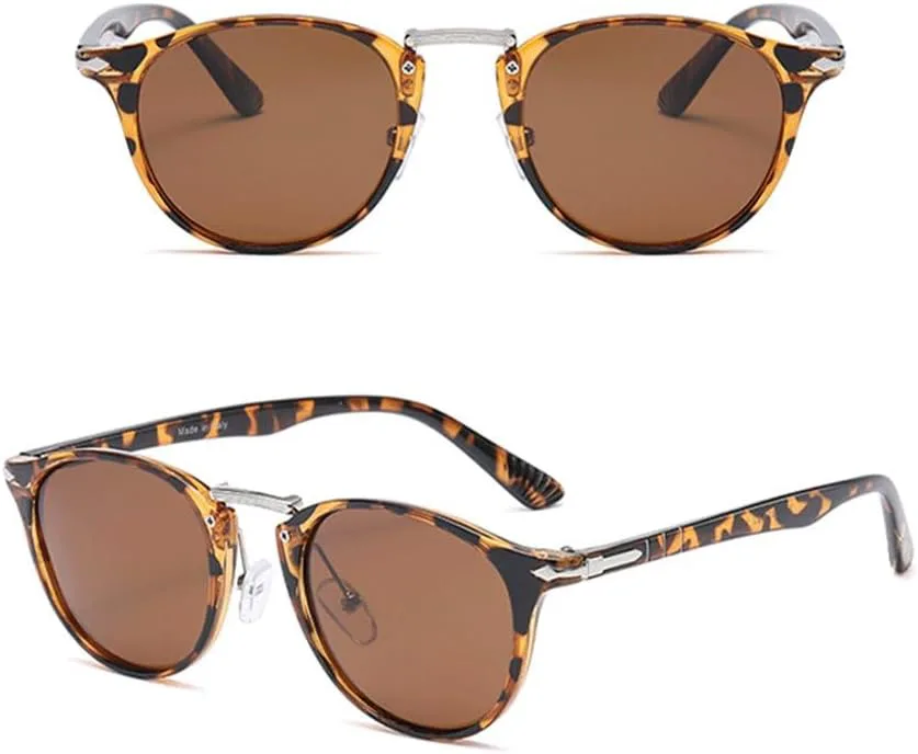 

Винтажные круглые поляризованные солнцезащитные очки для женщин и мужчин, очки для вождения, защита от УФ-излучения UV400 и синего света KTUCN, Leopard Blue