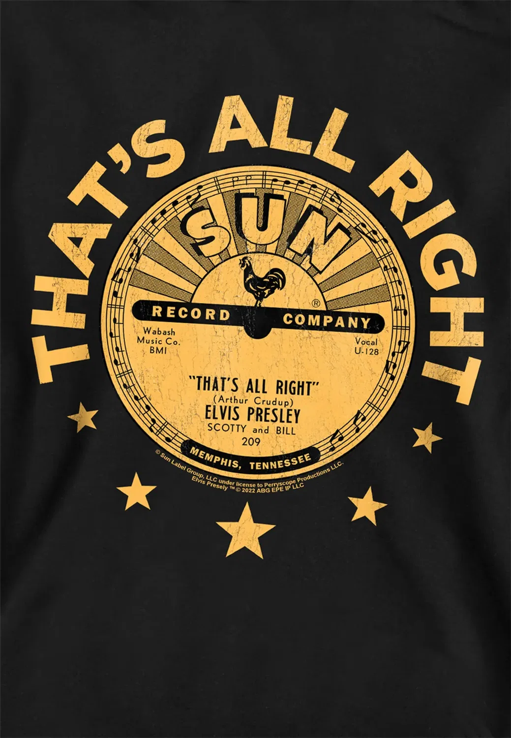 Детский худи с принтом Elvis Presley That's All Right Sun Records, Black — фото 2