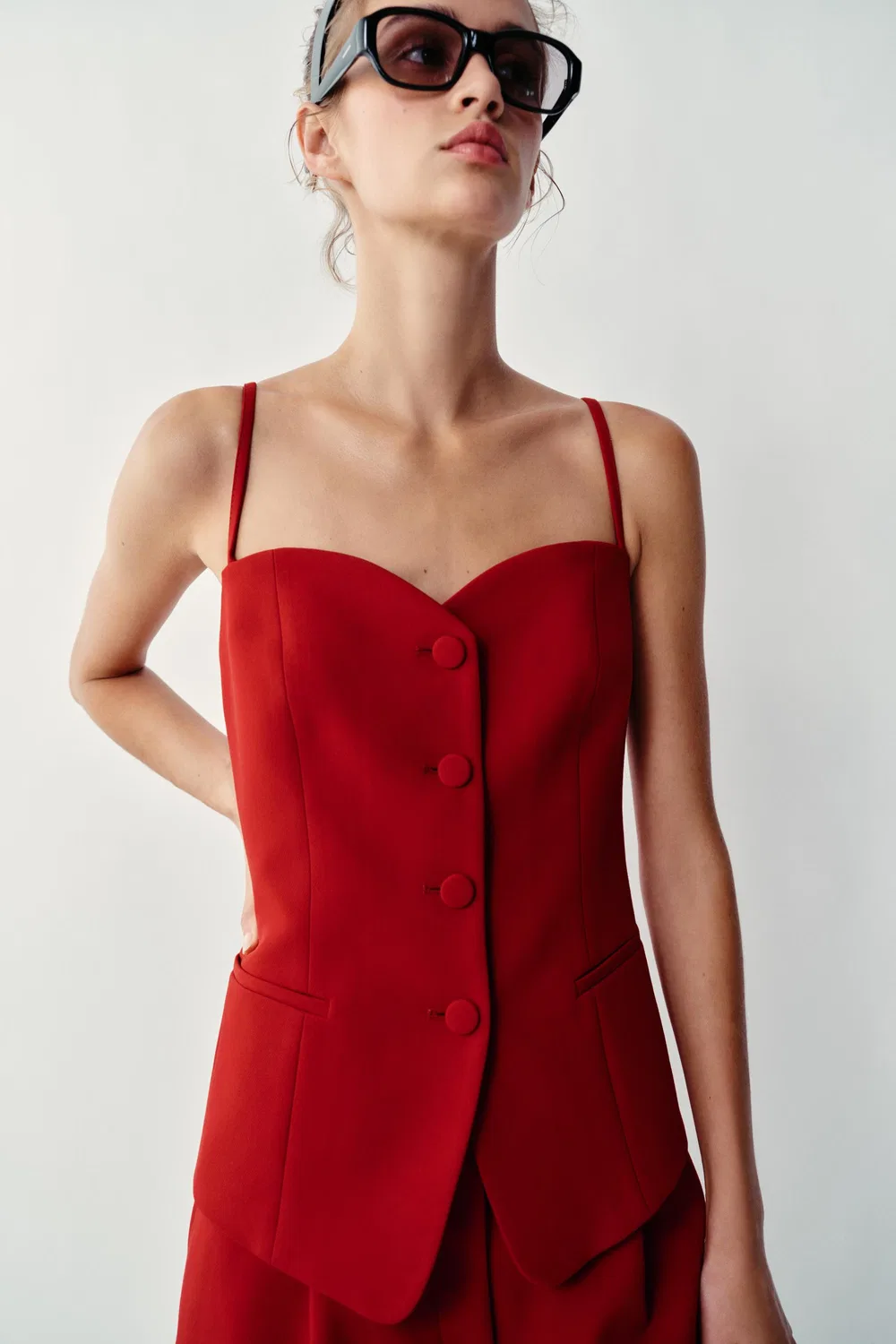 Жилет с вырезом в форме сердечка ZARA, Red — фото 3