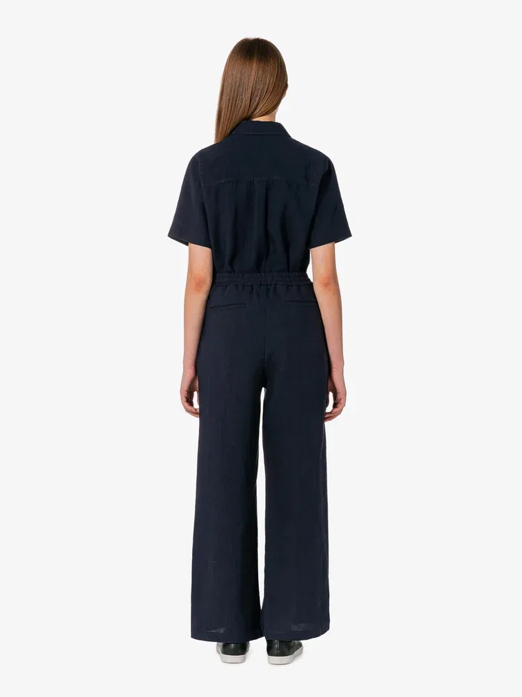 Брюки широкие LACOSTE Navy из льна — фото 3