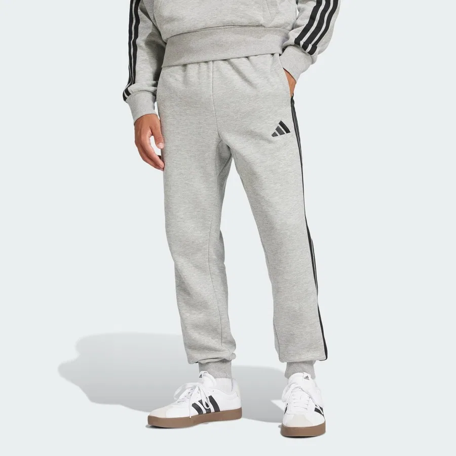 Спортивные штаны с тремя полосами Essentials 3-Stripes Fleece Pants, adidas, Серо-черный