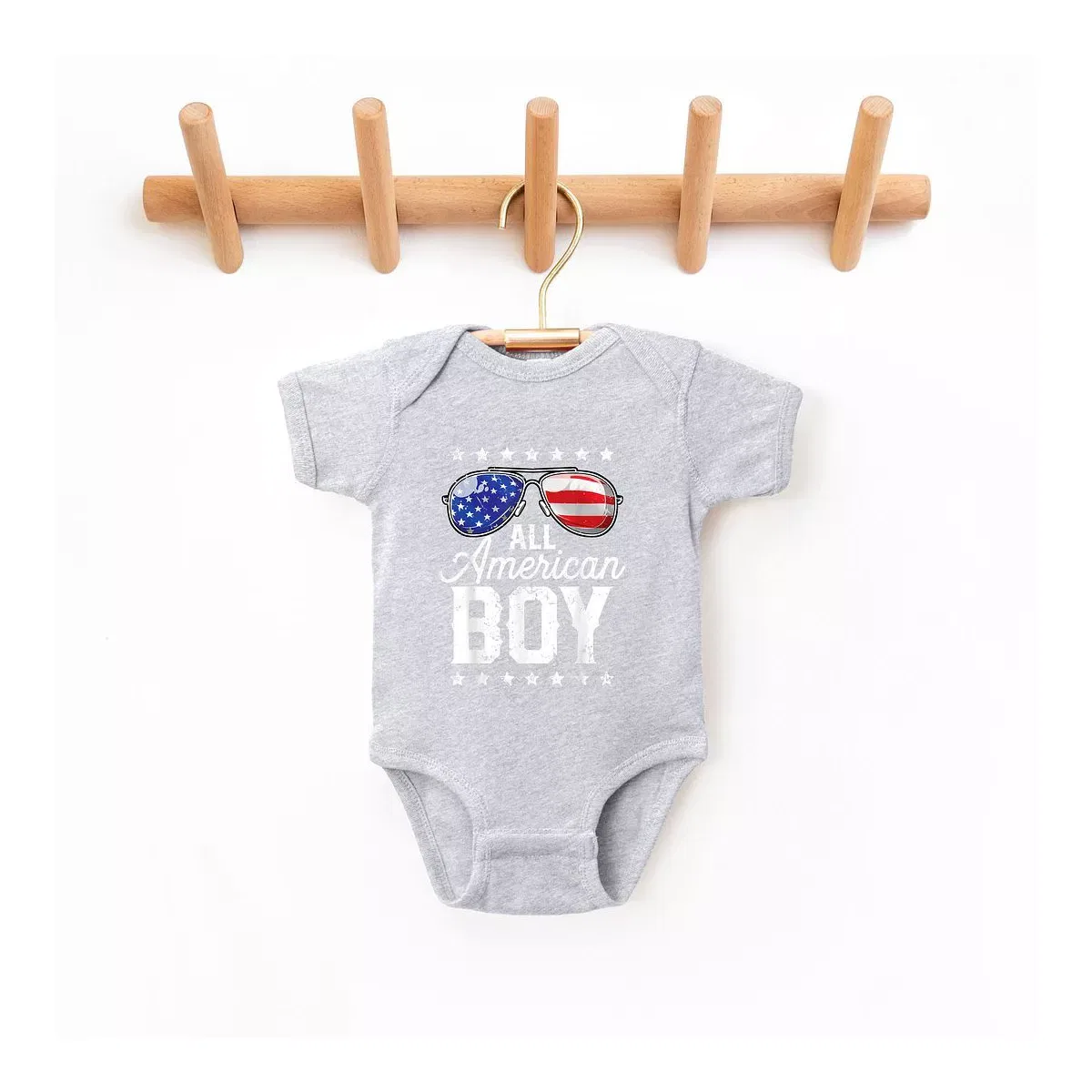 Детский боди с коротким рукавом All American Boy Baby The Juniper Shop, Heather Grey
