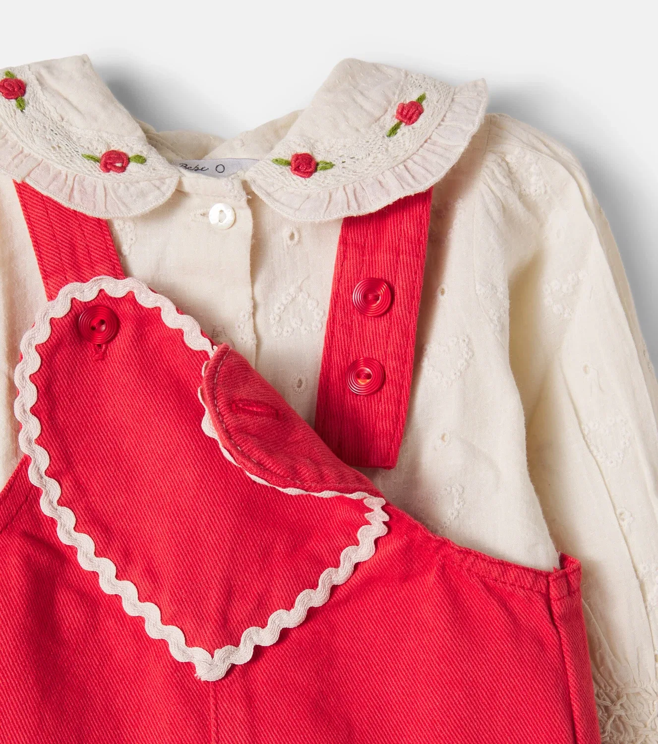 Комплект из комбинезона и блузки с вышивкой Baby Anita Bebe Organic, красный — фото 3