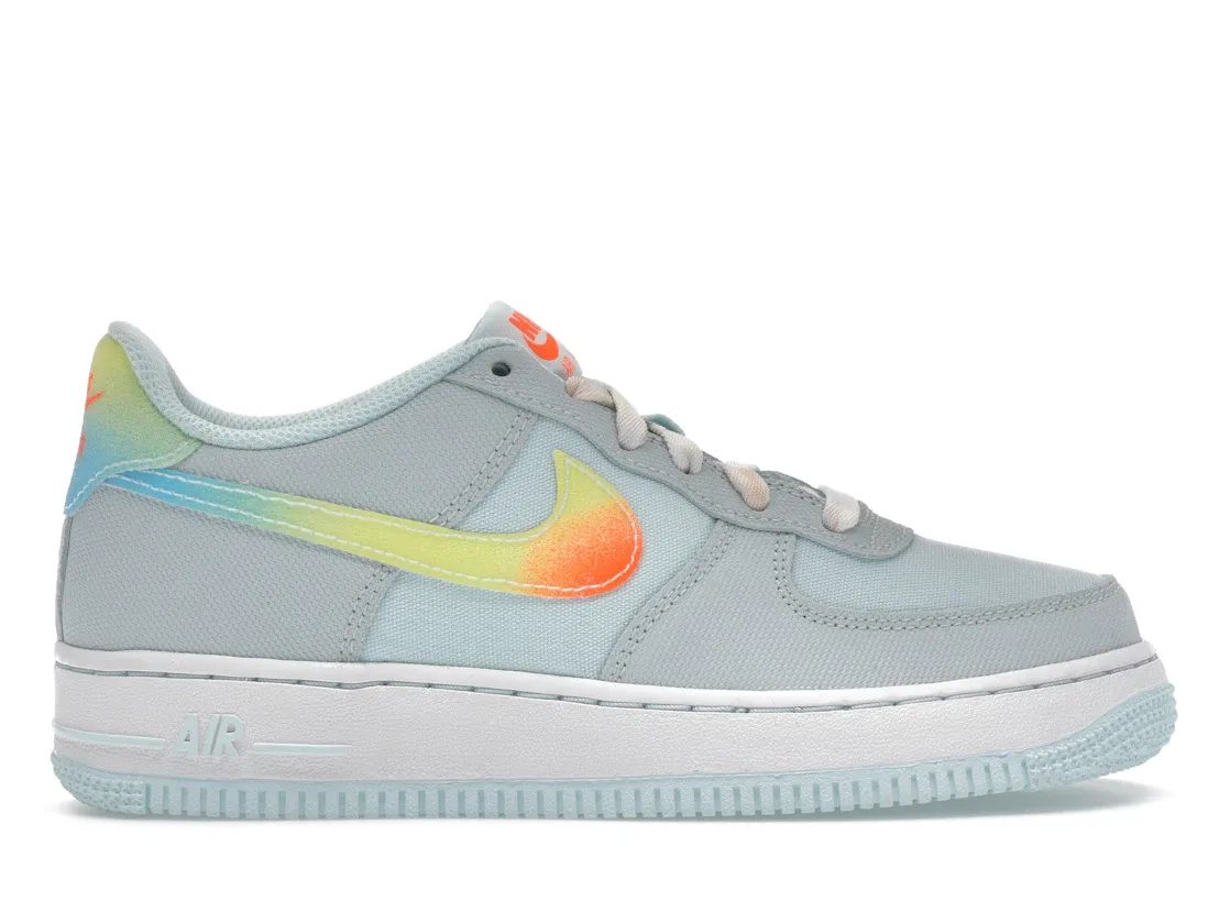 Детские кроссовки Lifestyle Nike Air Force 1 Low, Glacier Blue Light Lemon Twist Aquarius Blue Total Orange