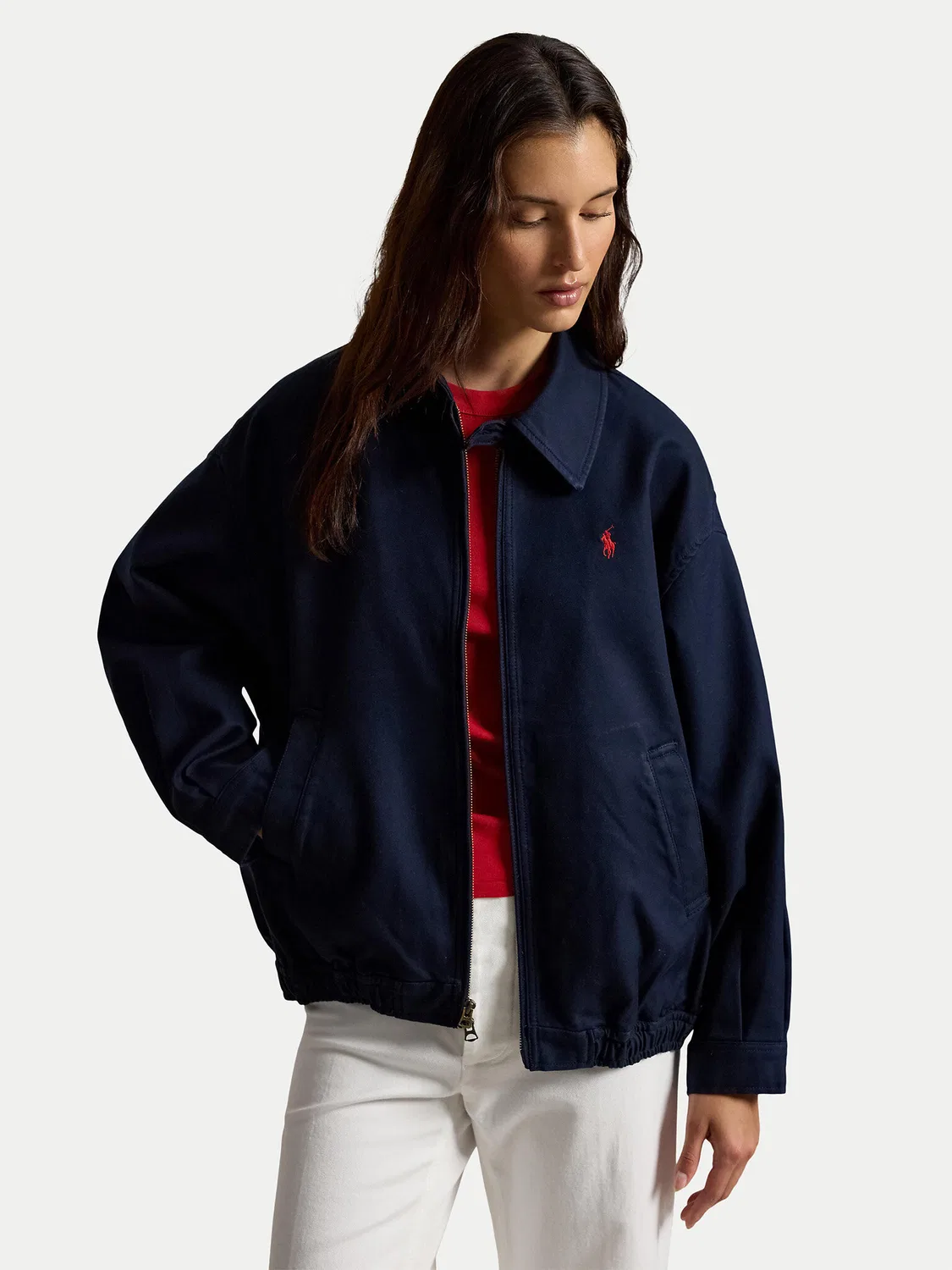 Женская демисезонная куртка свободного кроя Polo Ralph Lauren, темно-синий