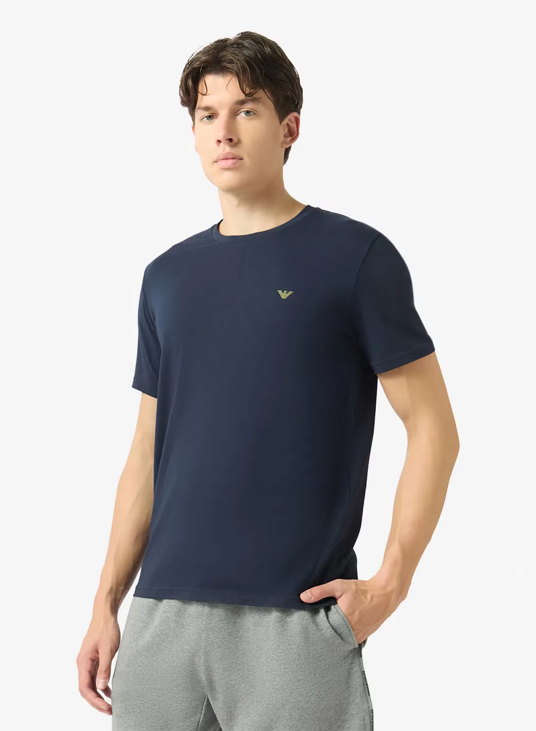Футболка с логотипом, комплект 2 шт, Emporio Armani, мох, синий — фото 2