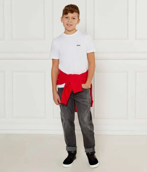 Детский комплект футболок для мальчиков из двух штук Slim Fit BOSS Kidswear, белый — фото 2