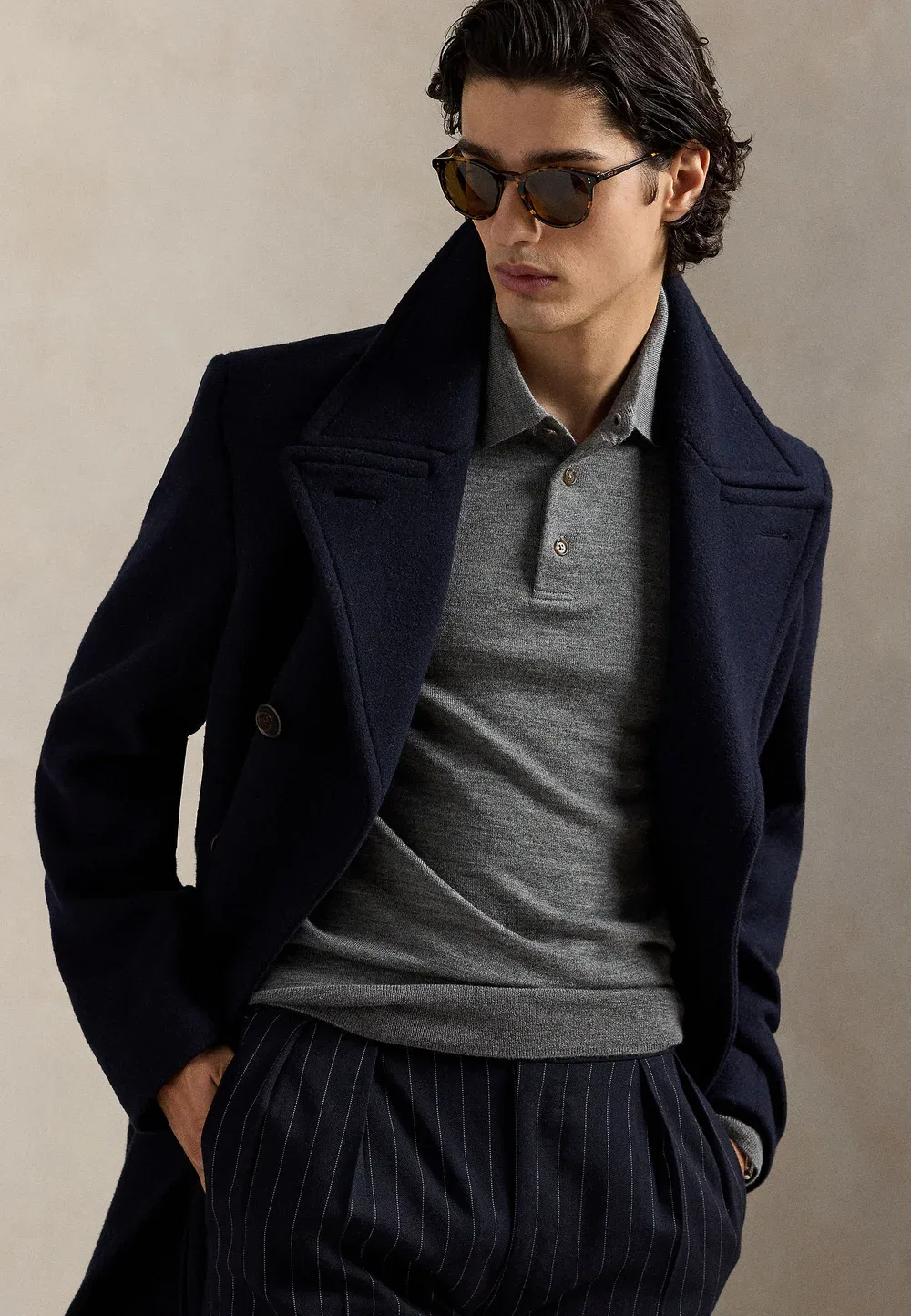 Шерстяной свитер с воротником-поло, который можно стирать Polo Ralph Lauren, Fawn Grey Heather — фото 4