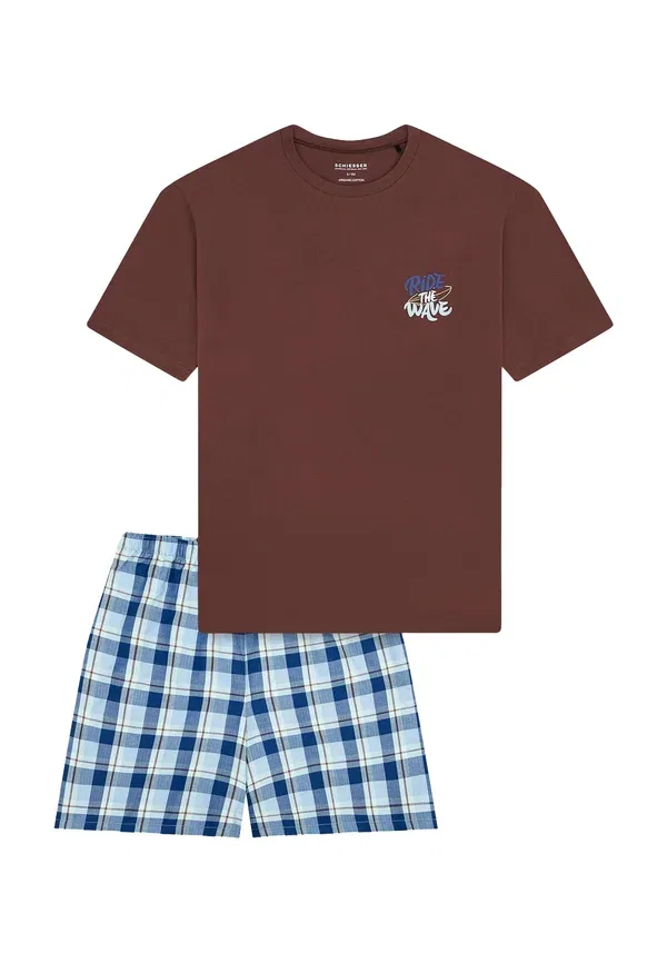 Комплект пижамы в клетку Set Schiesser, havanna, цвет havana