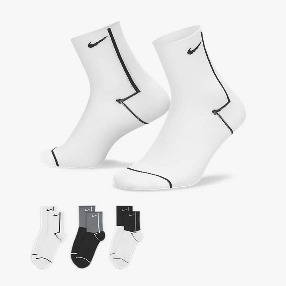 

Носки Nike Everyday Plus Lightweight, 3 пары, чёрный/белый