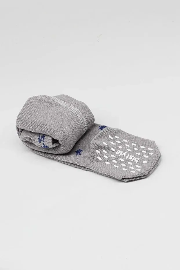 Детские колготки хлопковые Organic Baby Girl Boy Child Combed Cotton Pantyhose Non-Slip Stars Bistyle, Gray — фото 4