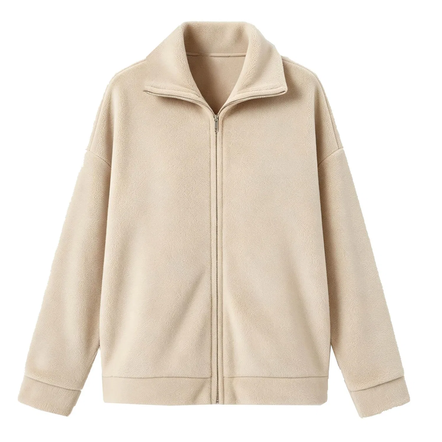Женское зимнее пальто с молнией, однотонное, для полных, Beige — фото 3