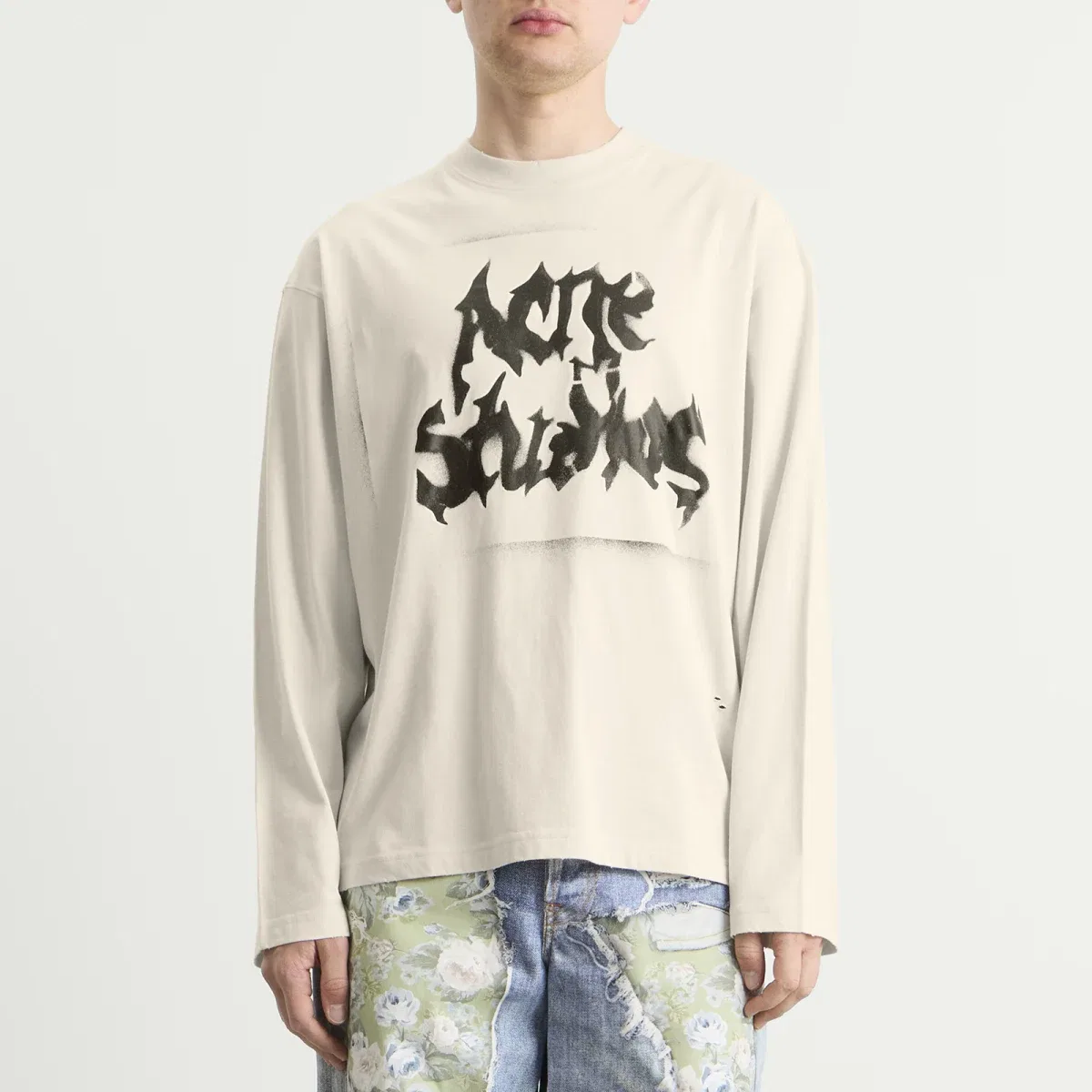 Футболка с длинным рукавом Exford Long Sleeve Goth Logo Acne Studios, Dusty White — фото 2