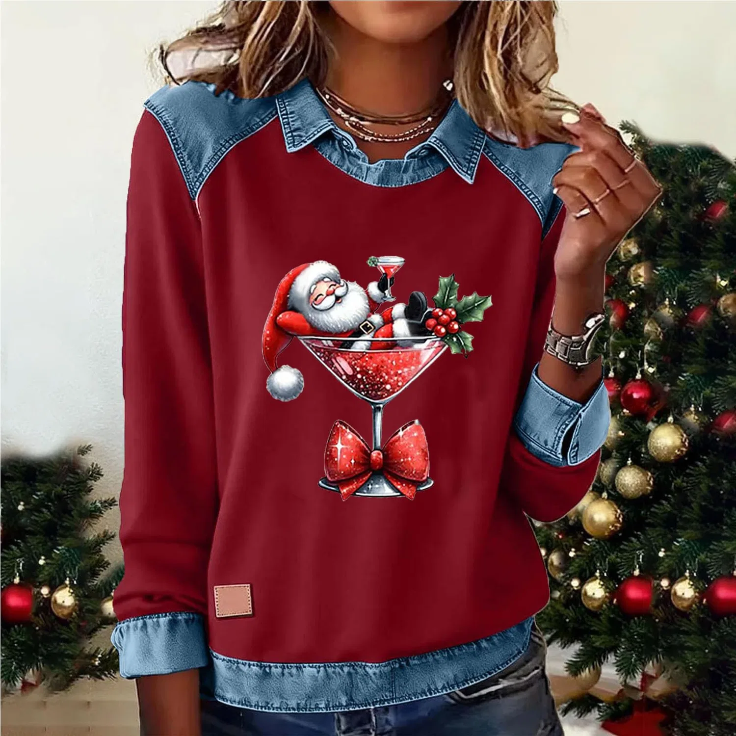 Женский свитшот с принтом Christmas Print, 08 Vino — фото 2