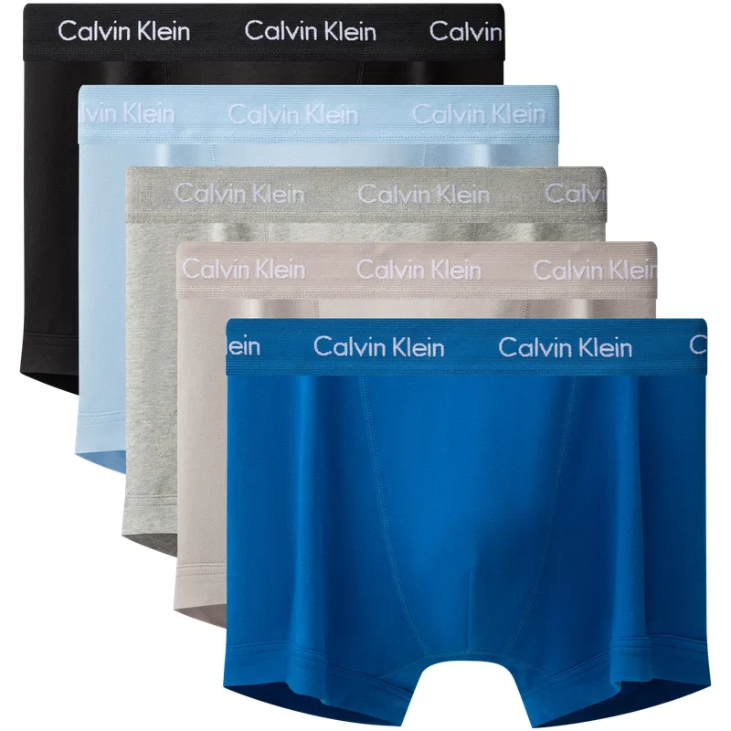 Мужские боксеры Calvin Klein, комплект из 5, Black/Dark Blue/Heather Gray/Light Khaki/Mint Blue