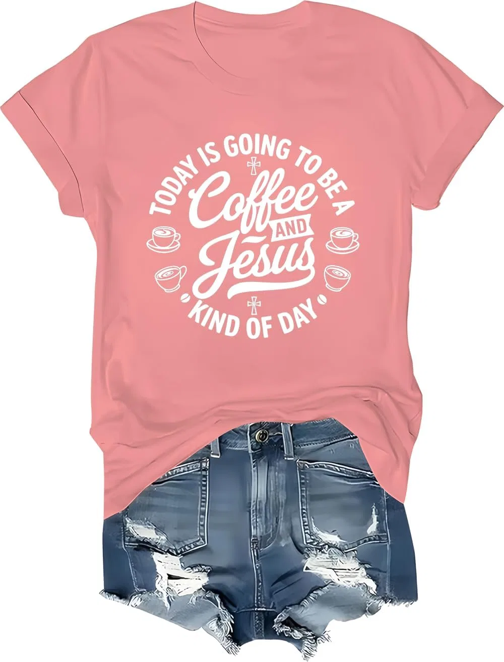 Футболка с графическим принтом Coffee and Jesus, Pink