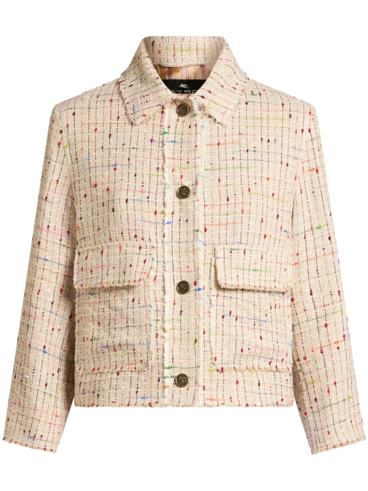 

ETRO твидовый пиджак из ткани букле, нейтральный