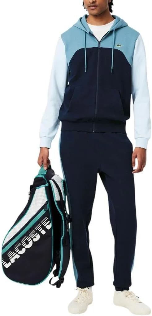 Мужские зауженные спортивные брюки Lacoste с цветовыми блоками, синий/темно-синий/светло-синий — фото 4