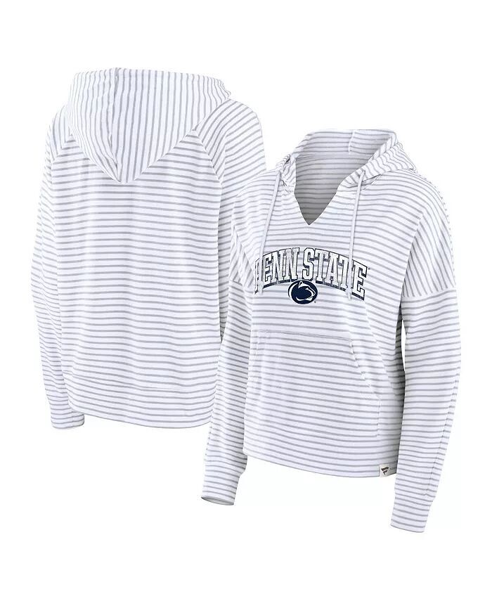 

Женский белый/серый пуловер с капюшоном и полосатым воротником Penn State Nittany Lions Arch Logo Fanatics, белый