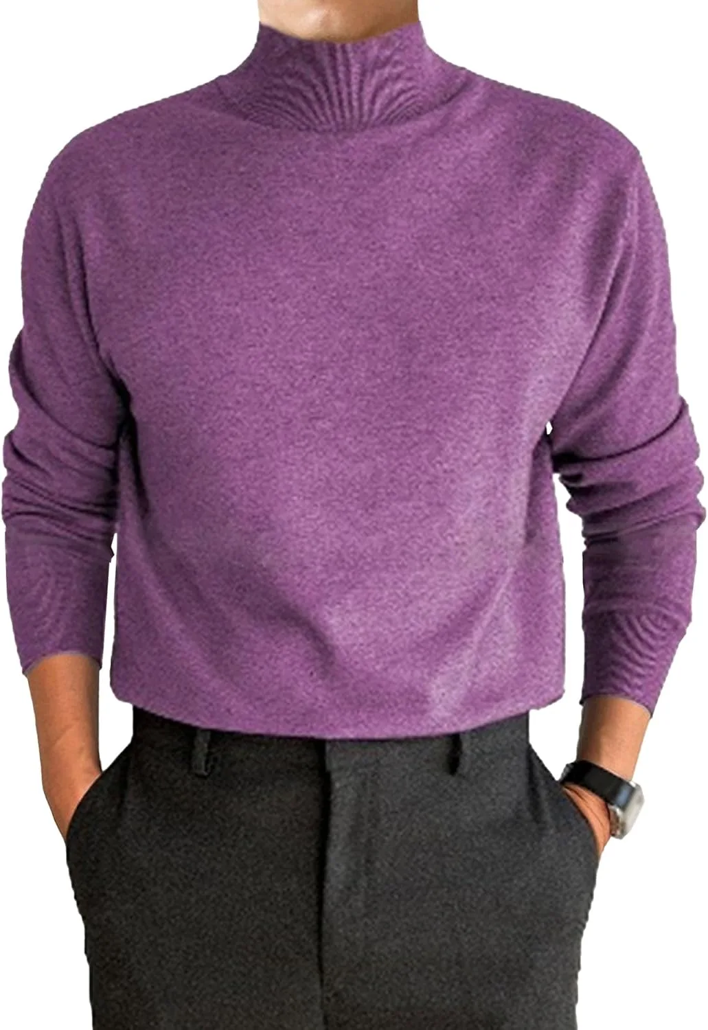 

Мужской мягкий воротник-стойка вязаный топ