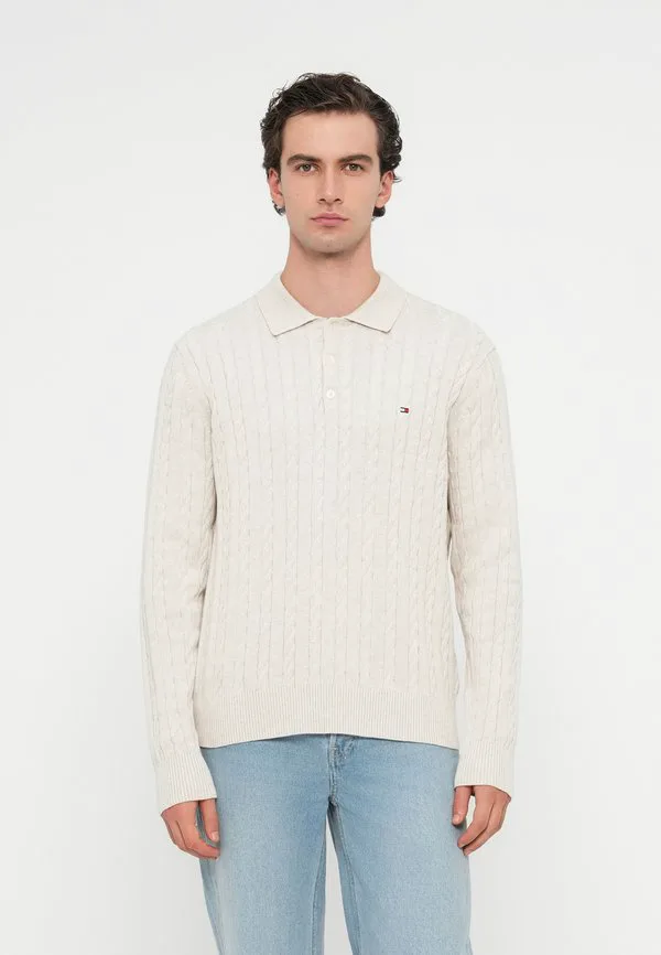 Джемпер-Поло крупной вязки Tommy Hilfiger, Heathered Oatmilk