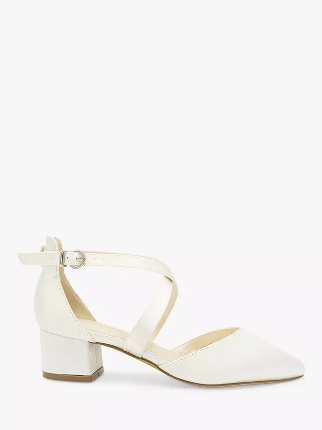 

Туфли-лодочки Paradox London Blanche Wide Fit Dyeable Satin Mid Block Heel, слоновая кость