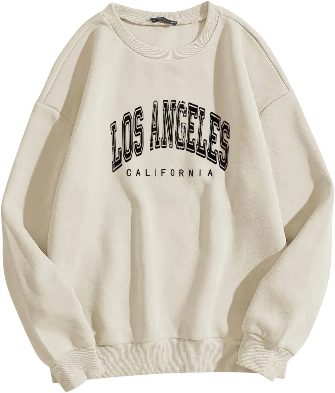 Generic Женский свитшот большого размера Los Angeles с круглым вырезом и буквенным принтом, свободного кроя, модный топ, A01-Coffee
