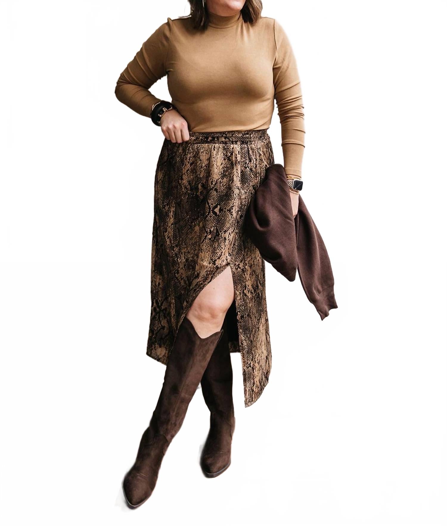 

Юбка миди с принтом под змеиную кожу Gentle Fawn, snake print