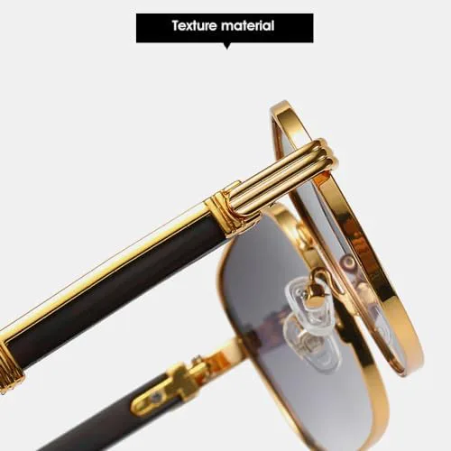 

Винтажные квадратные солнцезащитные очки для мужчин, модные градиентные очки с защитой от УФ-излучения UV400 для женщин, панк-металлические очки MTZJH, Gold-black