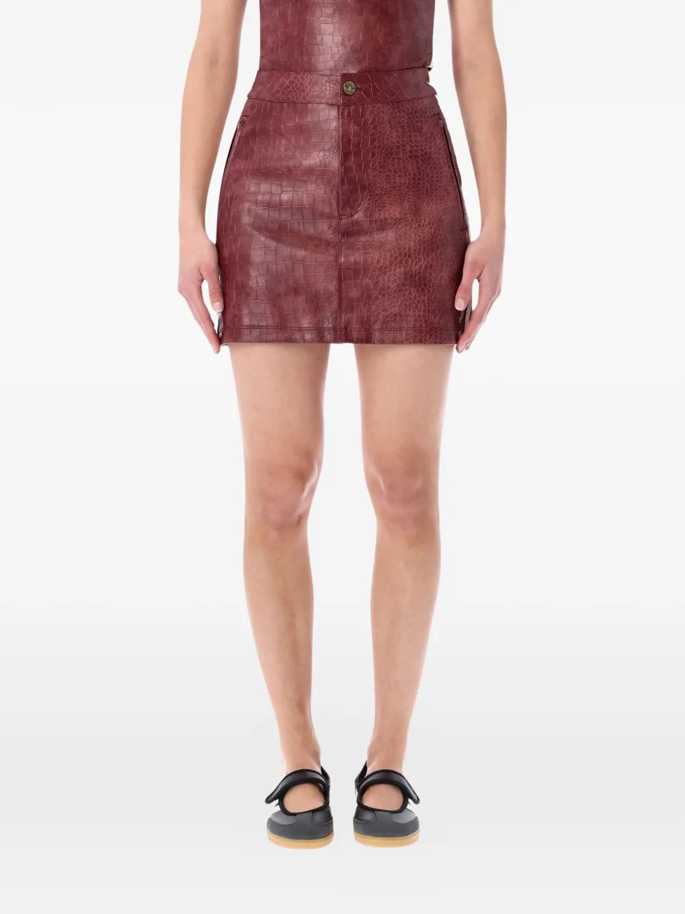 

Мини-юбка из кожи крокодила Adidas, красный