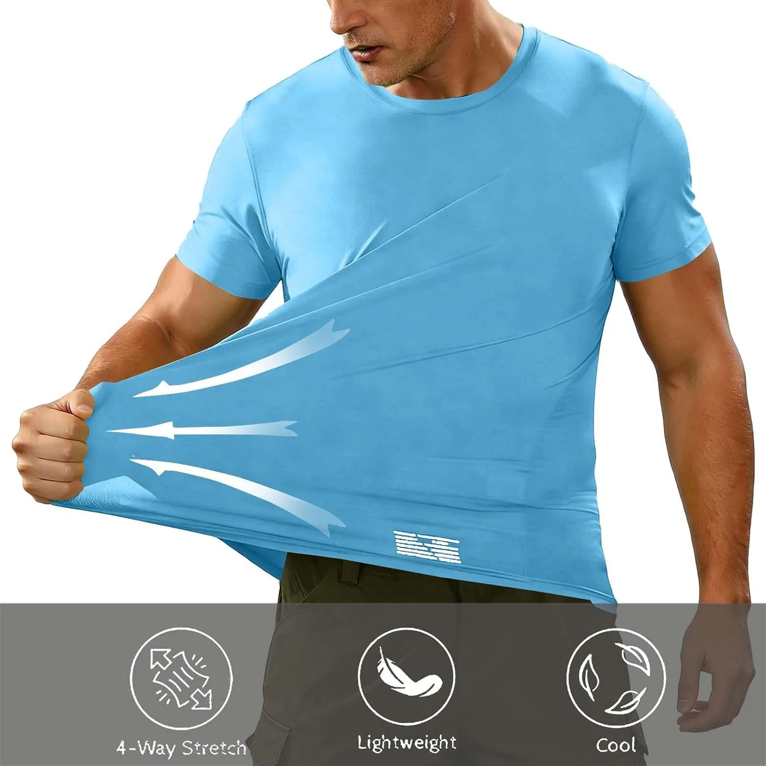Футболка спортивная, быстросохнущая, Light Blue, размеры S-4XL — фото 3