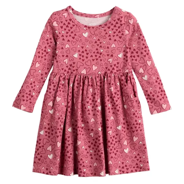 

Трикотажное платье с длинными рукавами для девочек 4-12 лет Jumping Beans, цвет heart patch pink