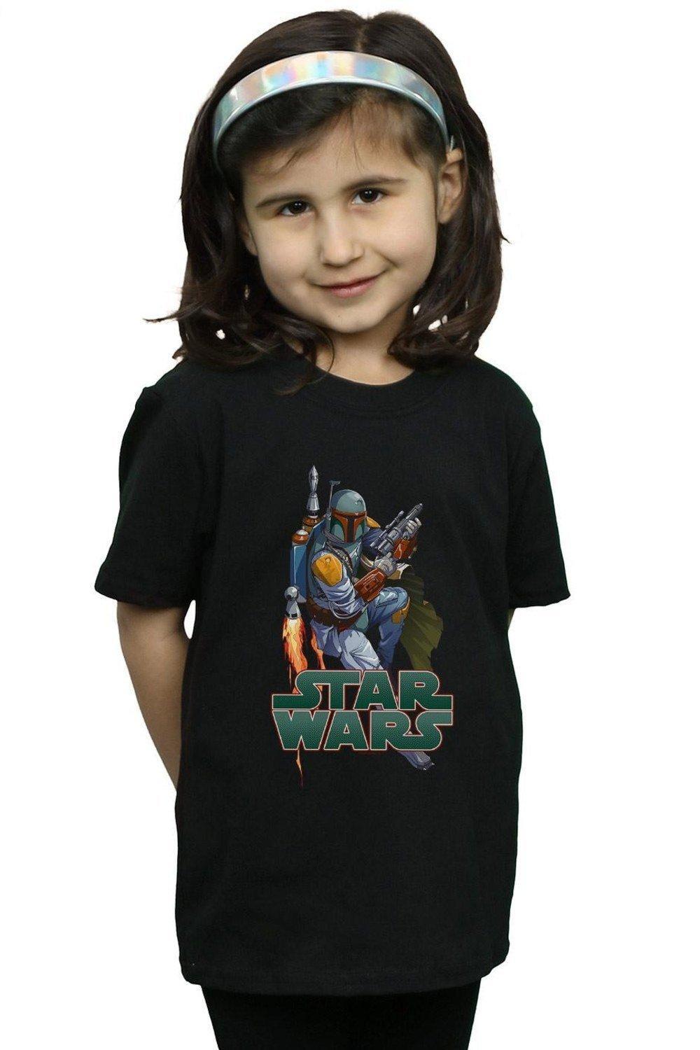 

Хлопковая футболка Boba Fett Fired Up Star Wars, черный