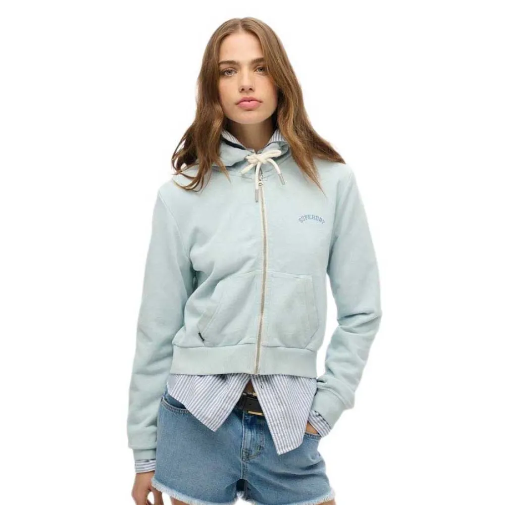 

Толстовка Superdry Essential Logo Cropped full zip, синий