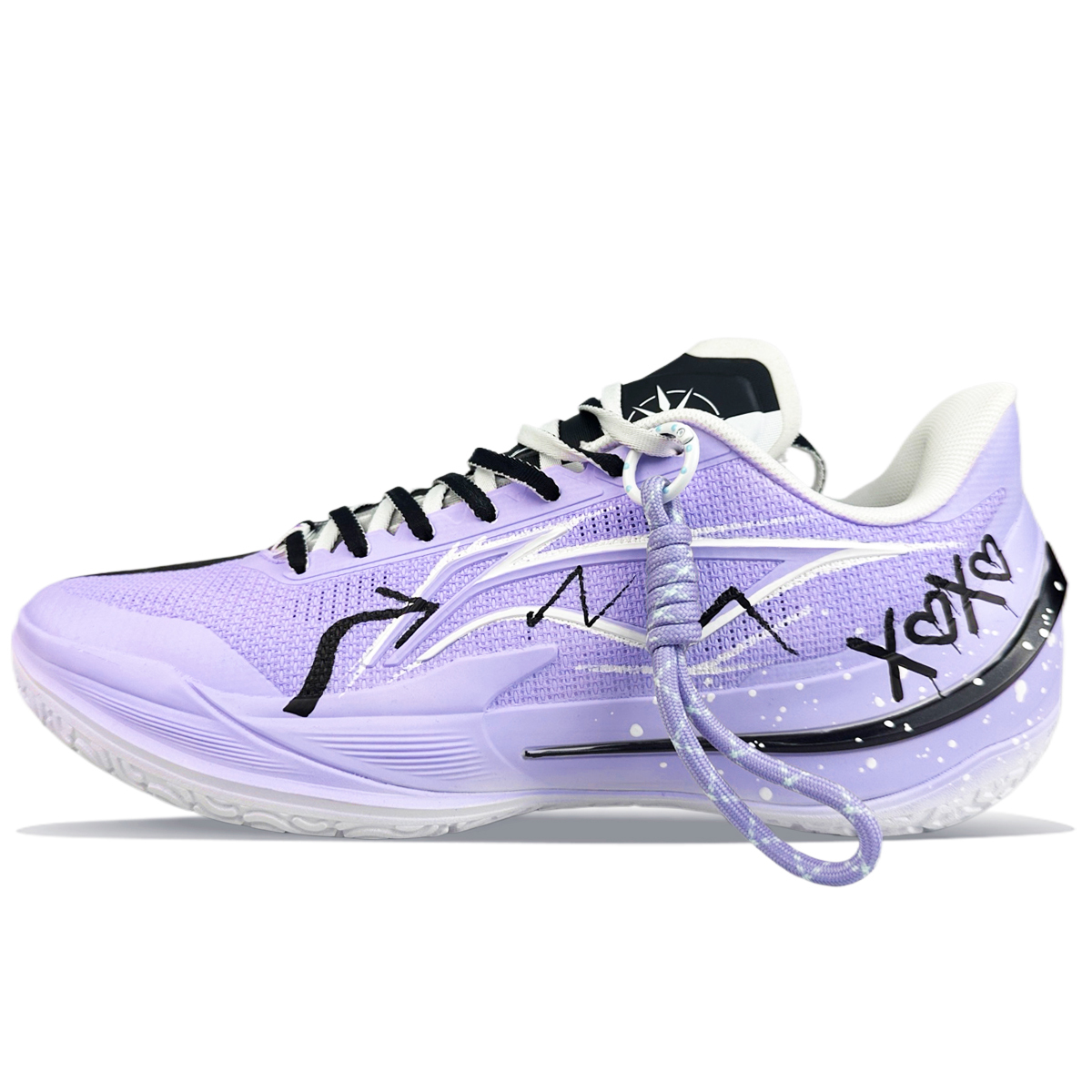 

LiNing Blade 5 V2 амортизирующие износостойкие дышащие низкие баскетбольные кроссовки мужские черно-фиолетовые асимметричные, цвет Black Purple Mismatched