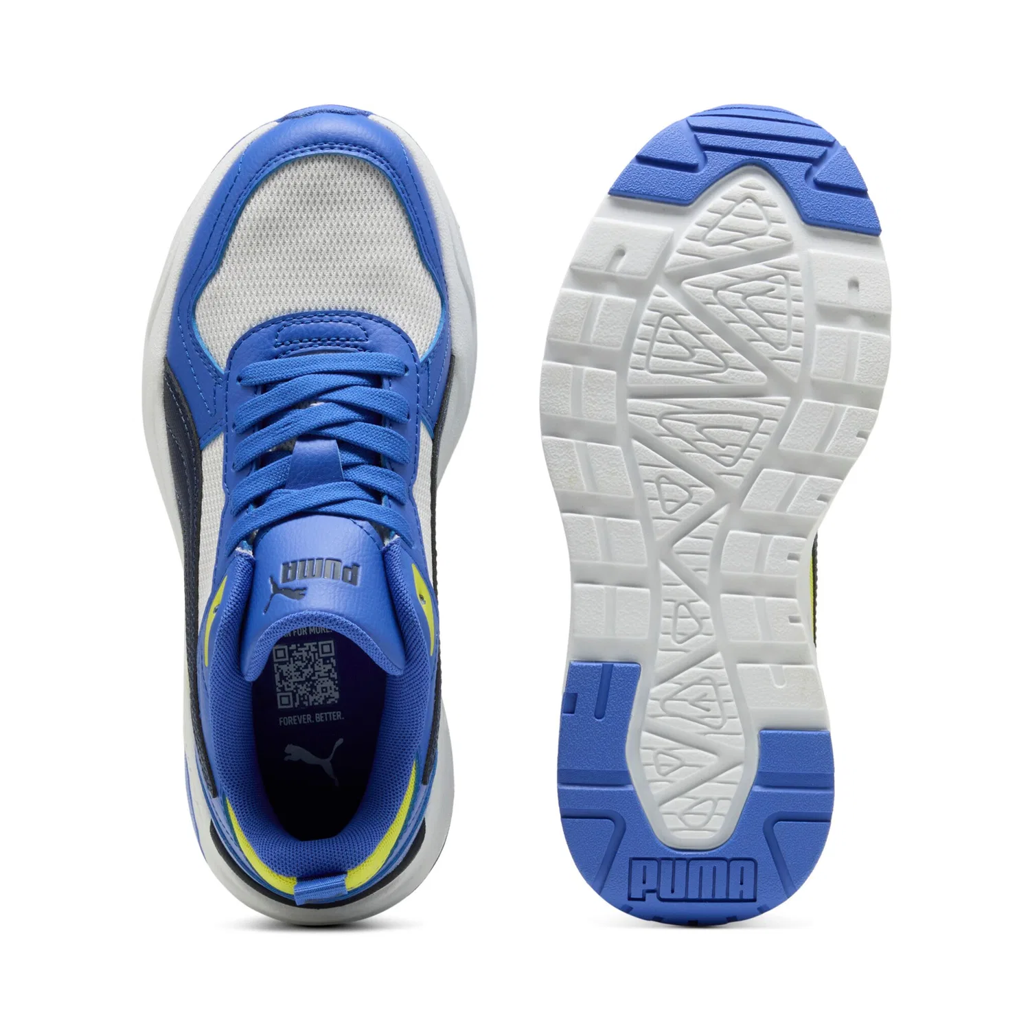 Детские кроссовки на шнуровке с мягкой амортизацией PUMA Trinity 2 LT JR, Feather Gray-PUMA Navy-Royal Sapphire — фото 4