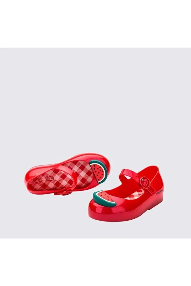 Детские балетки для девочек с принтом арбуза Mini Melissa, Red — фото 3