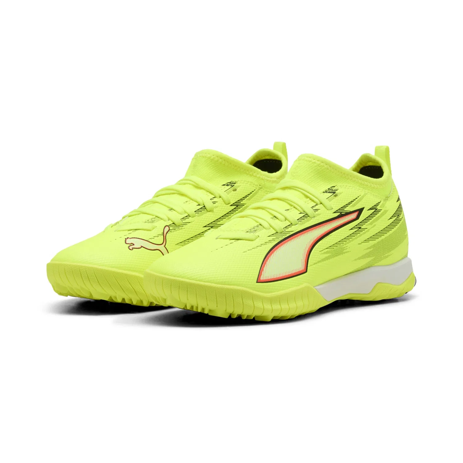 Детские футбольные бутсы с обновленным верхом PUMA, Yellow Alert/Black/Glowing Red/Lime Squeeze