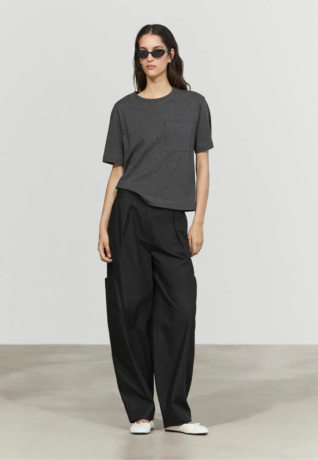 Простая футболка Massimo Dutti, Mottled Grey — фото 4