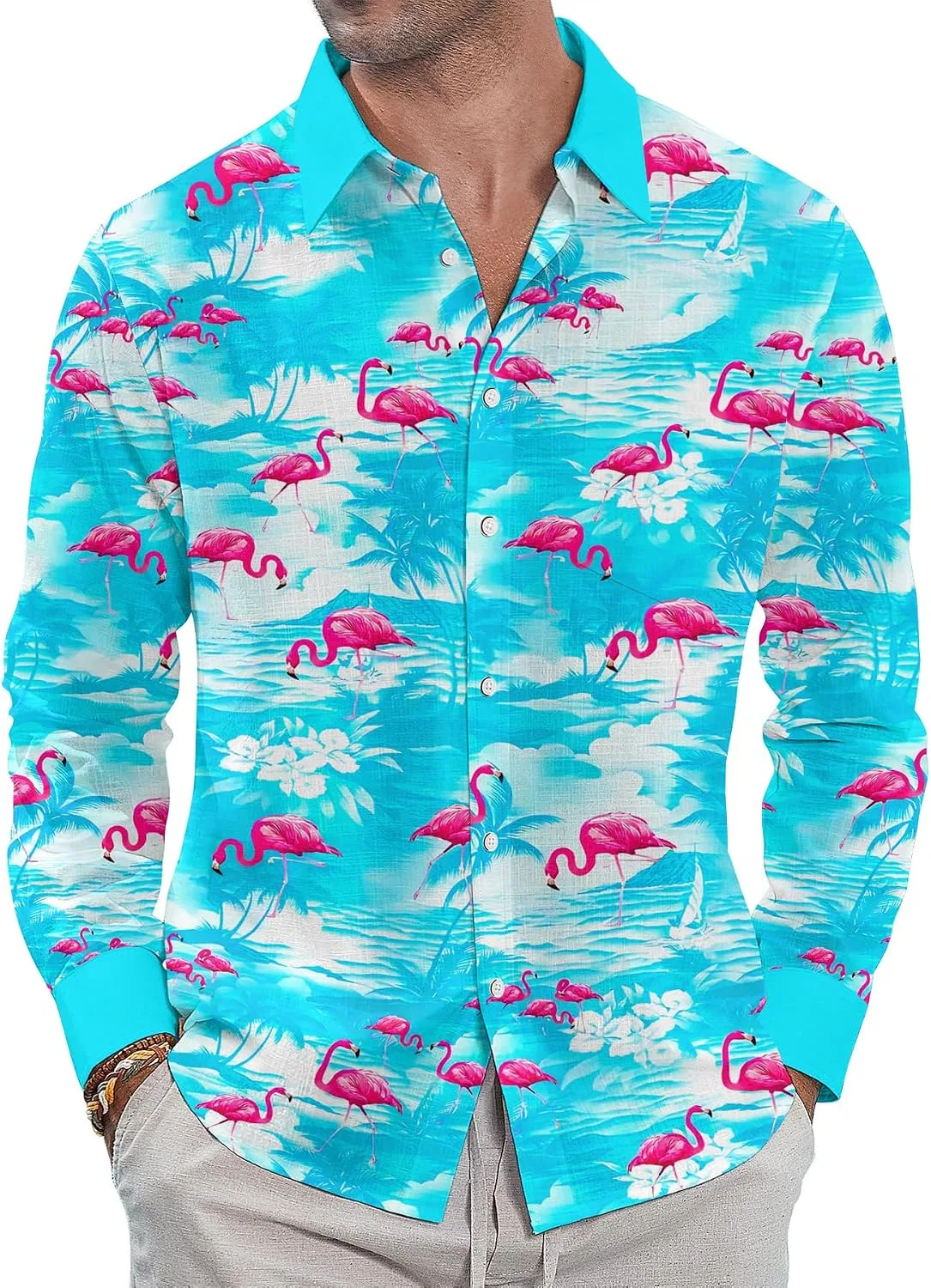 Мужская рубашка с длинным рукавом Blue Flamingo — фото 3