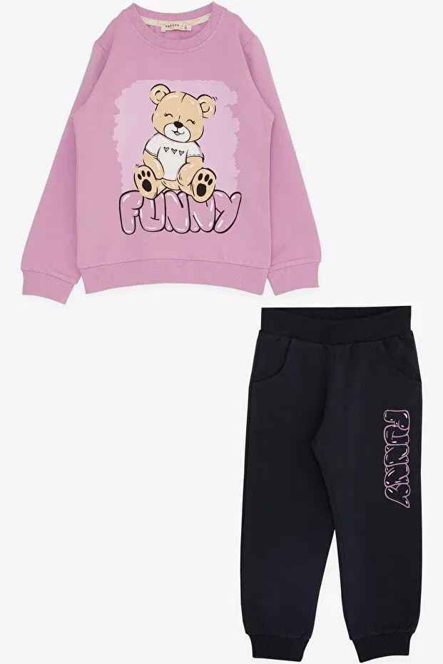Детский спортивный комплект с принтом Fun Teddy Bear Printed Breeze, Lilac