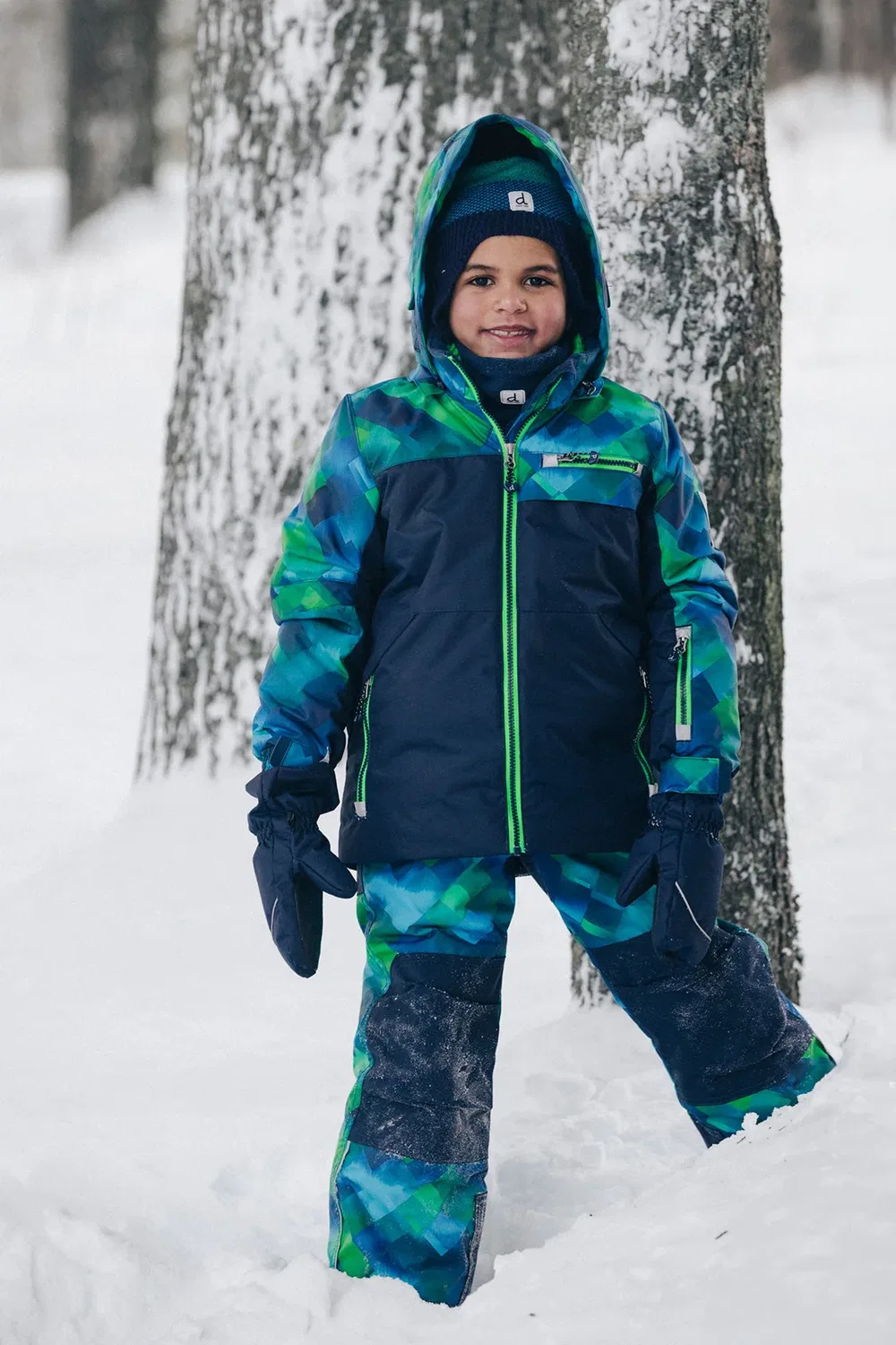 Детский комбинезон для мальчиков зимний утепленный Two Piece Play Snowsuit Deux par Deux, Blue and Green Checkered Print — фото 3