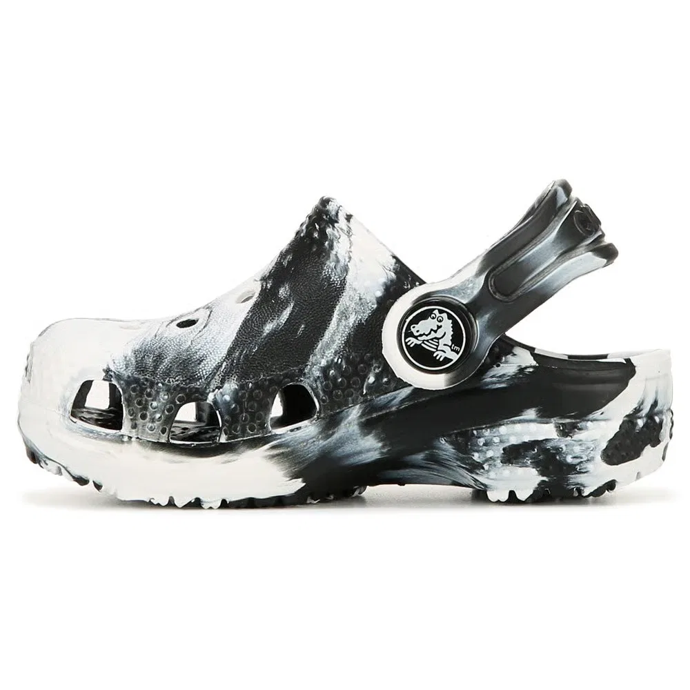 Детские классические сабо с мраморным рисунком для малышей Crocs, Black White Marble — фото 3