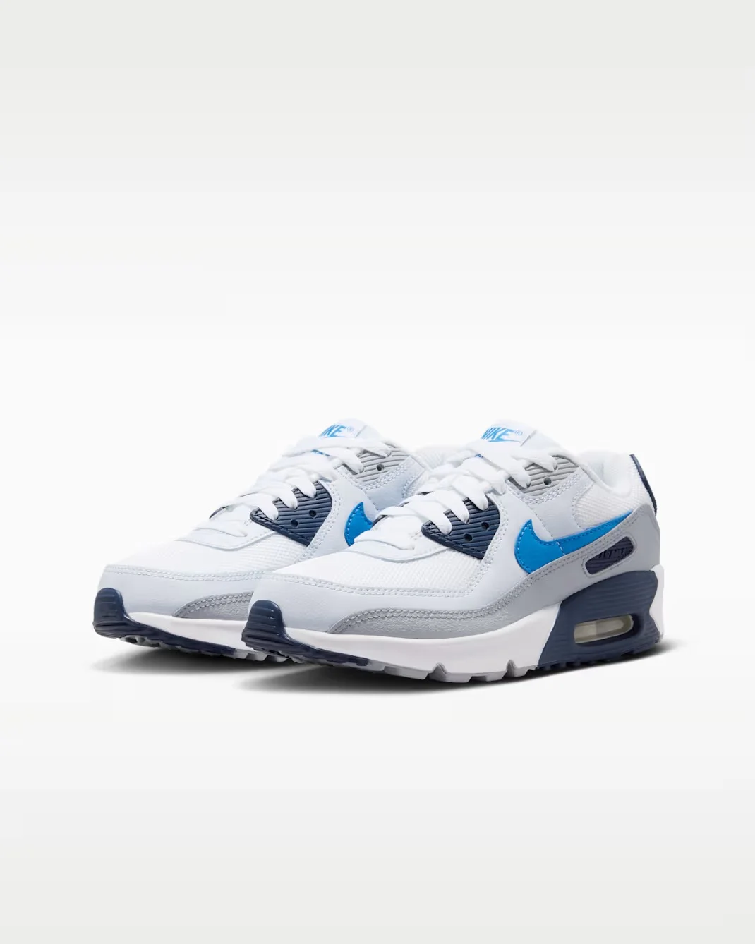 Кроссовки подростковые Nike Air Max 90, белый/синий — фото 4