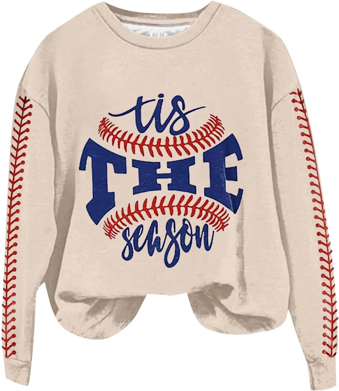 Женский свитшот с принтом Cubs, длинный рукав, модель Baseball Mom, бежевый