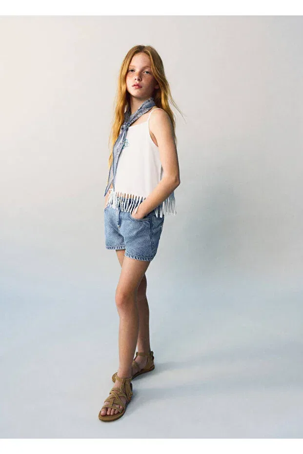 Детские шорты для девочек с принтом Mango Kids, Dull Blue